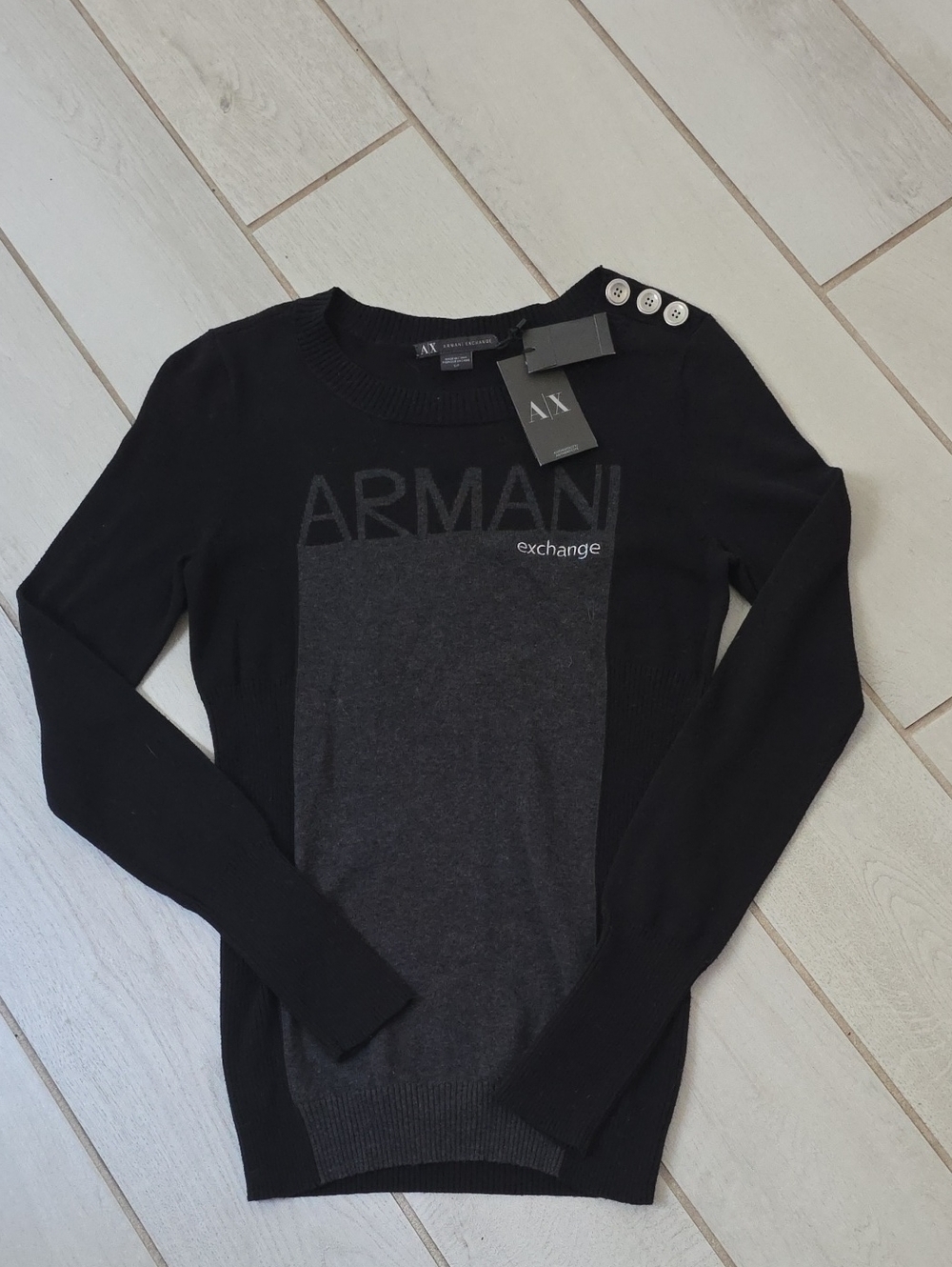 Armani Exchange black and grey long-sleeve sweater